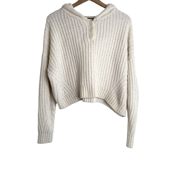 Aeropostale Chenille Henley Hoodie Cream XL Cozy Soft Pullover Sweater - Picture 4 of 10